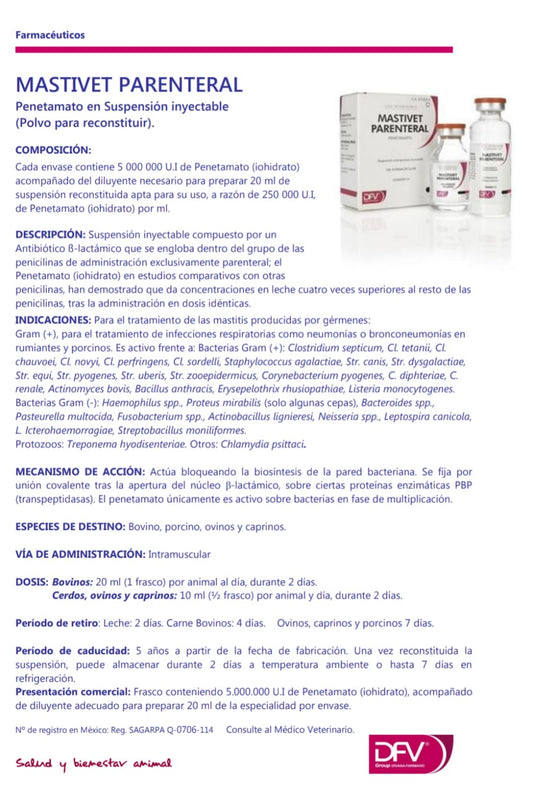 MASTIVET PARENTERAL Penetamato en Suspensión inyectable