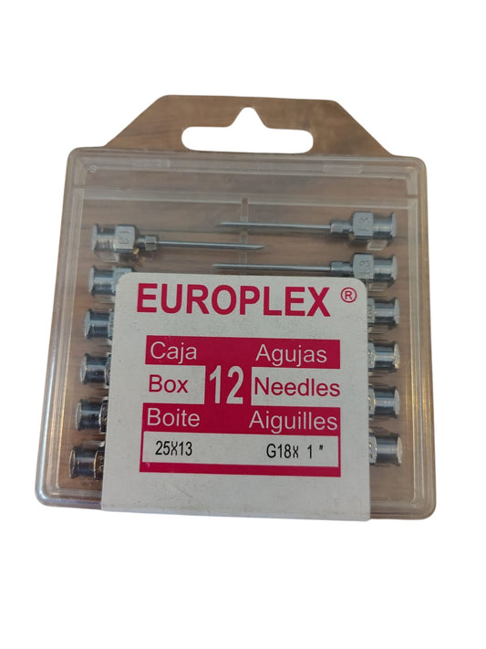 Agujas Metálicas EUROPLEX. Caja con 12 agujas. Varias medidas disponibles