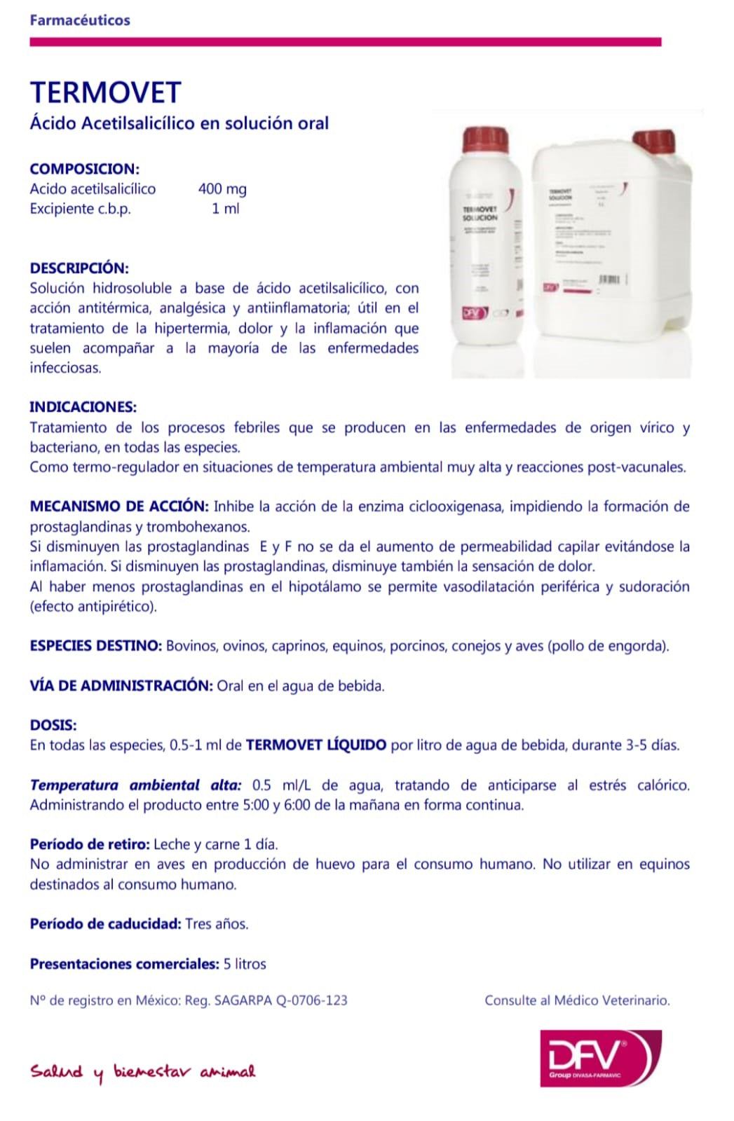 TERMOVET Ácido Acetilsalicílico en solución oral